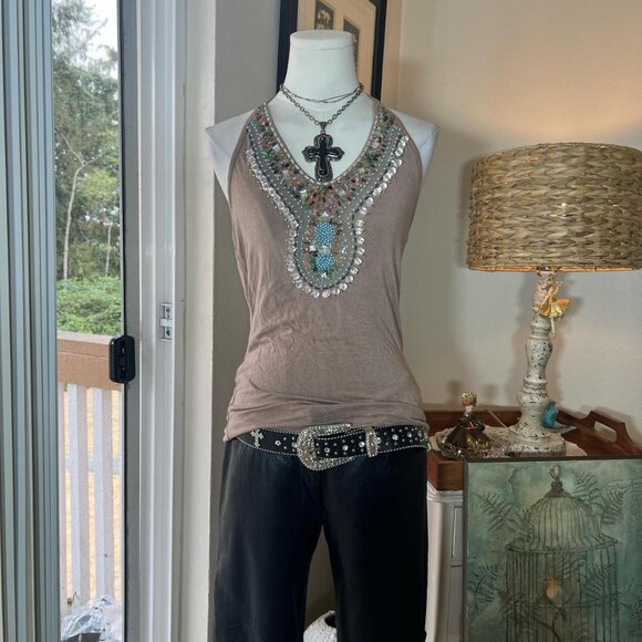 Vintage Boho Beaded Halter Top - Picture 1 of 6